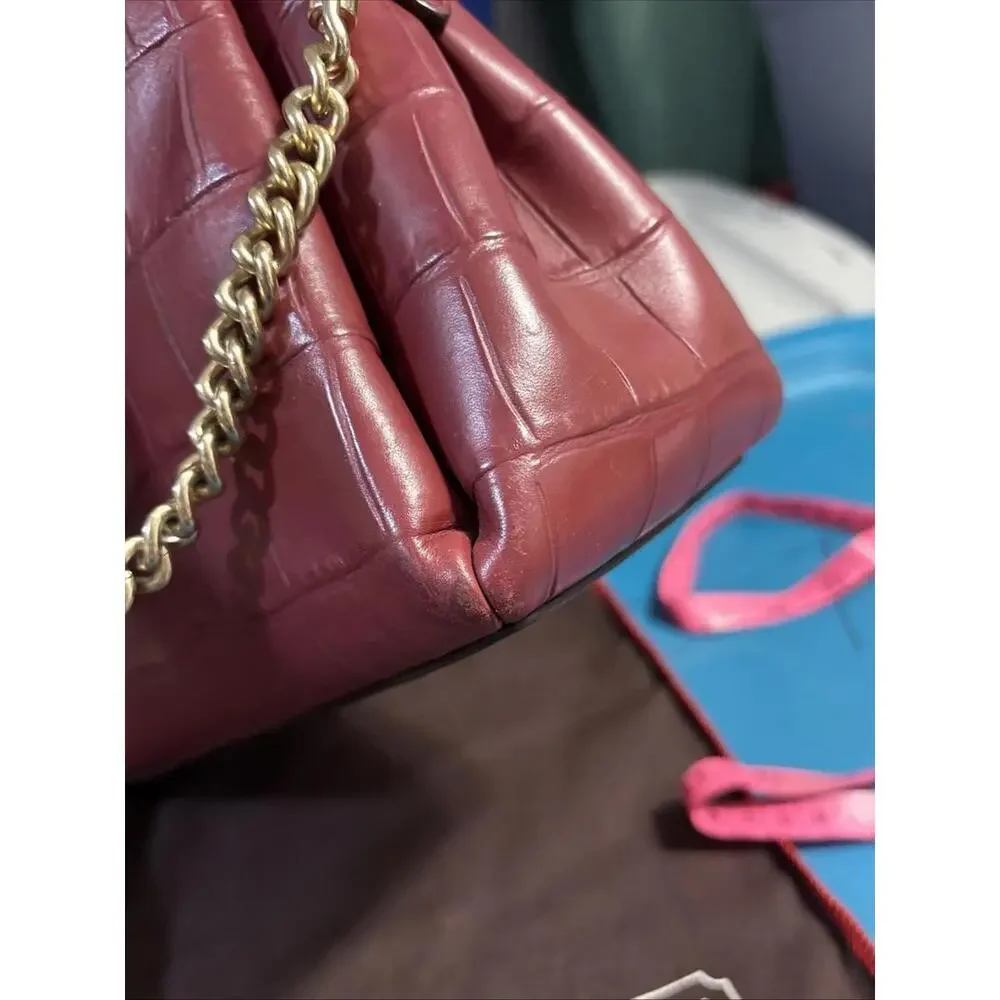 Coach Crocodile Leather Handbag Shoulder Bag Red‎ Beautiful